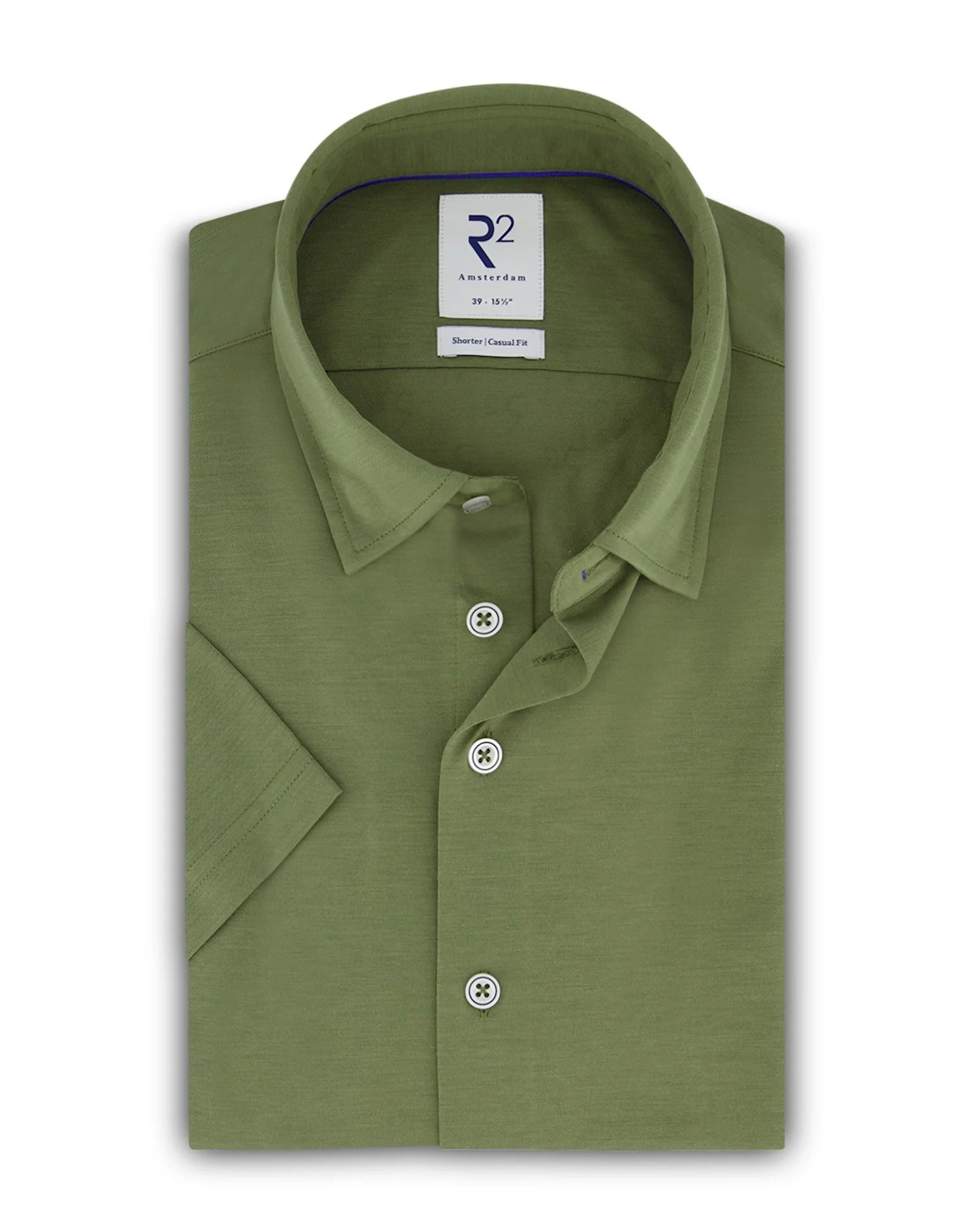 Brand Partner,R2 Amsterdam, R2 Amsterdam Green Knitted Pique Short Sleeve Shirt, Green, Medium-41-Tag39Large-44-Tag41