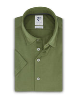 R2 Amsterdam Green Knitted Pique Short Sleeve Shirt