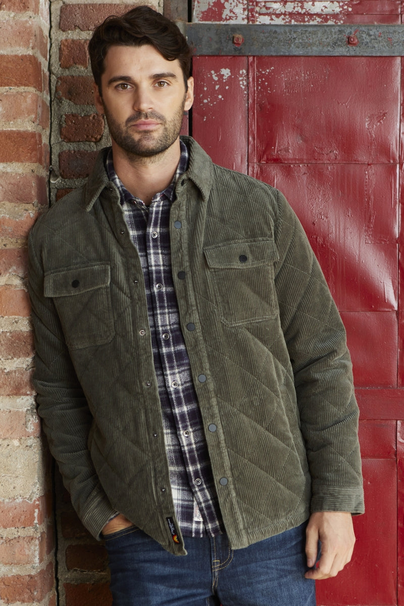 Wholesale,Flag & Anthem, Flag & Anthem Olive Flannel Lined Quilted Corduroy Jacket, Green, Medium-42-TagMLarge-46-TagLExtra Large-50-TagXLExtra Extra Large-54-TagXXL