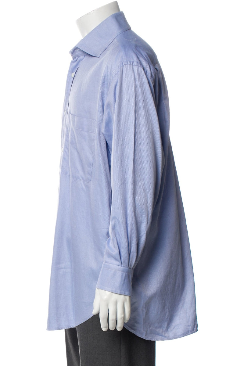 RealReal,Brioni, Brioni Blue Twill Long Sleeve Dress Shirt, Blue, Large-47-TagL