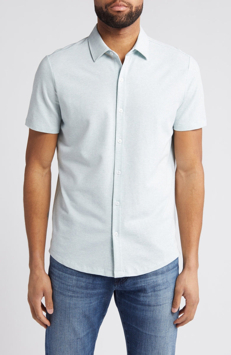 Wholesale,Robert Barakett, Robert Barakett Teal Slim Fit Microprint Textured Knit Shirt, Green, Extra Large-48-TagXL