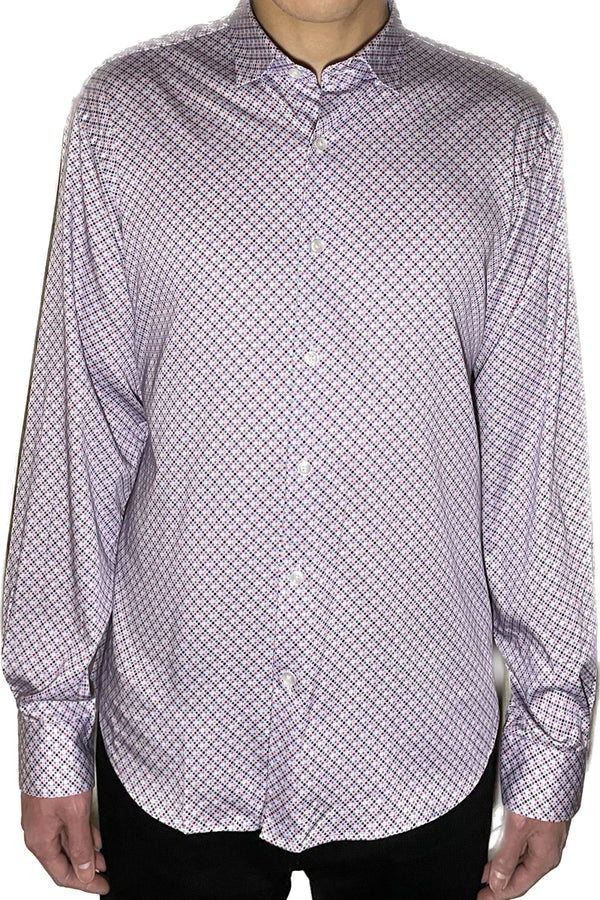 Mizumi Red/Blue Multi Geo Polka Print Shirt