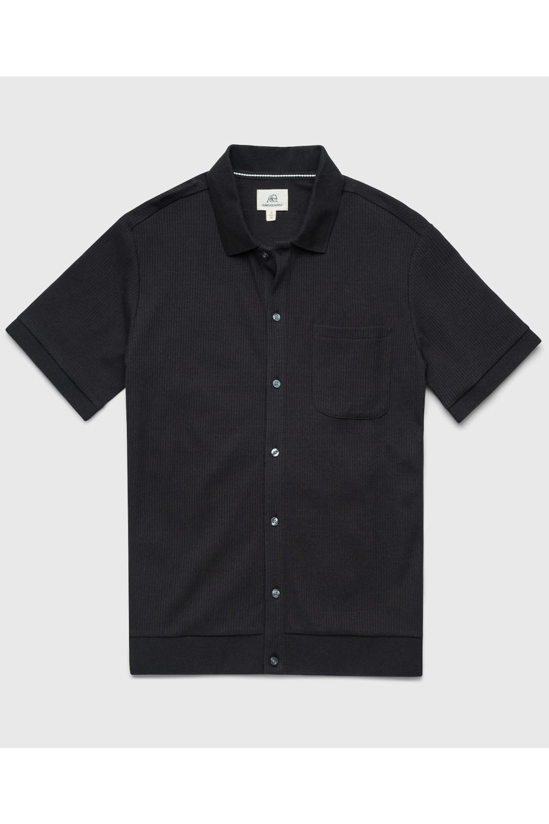 Wholesale,Surfside Supply, Surfside Supply Black Vertical Rib Knit Shirt, Black, Large-44-TagL