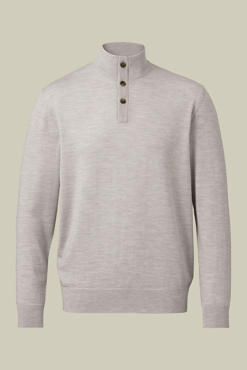 Wholesale,Charles Tyrwhitt, Charles Tyrwhitt Silver Grey Pure Merino Wool Button Neck Pullover, Grey, Medium-42-TagM