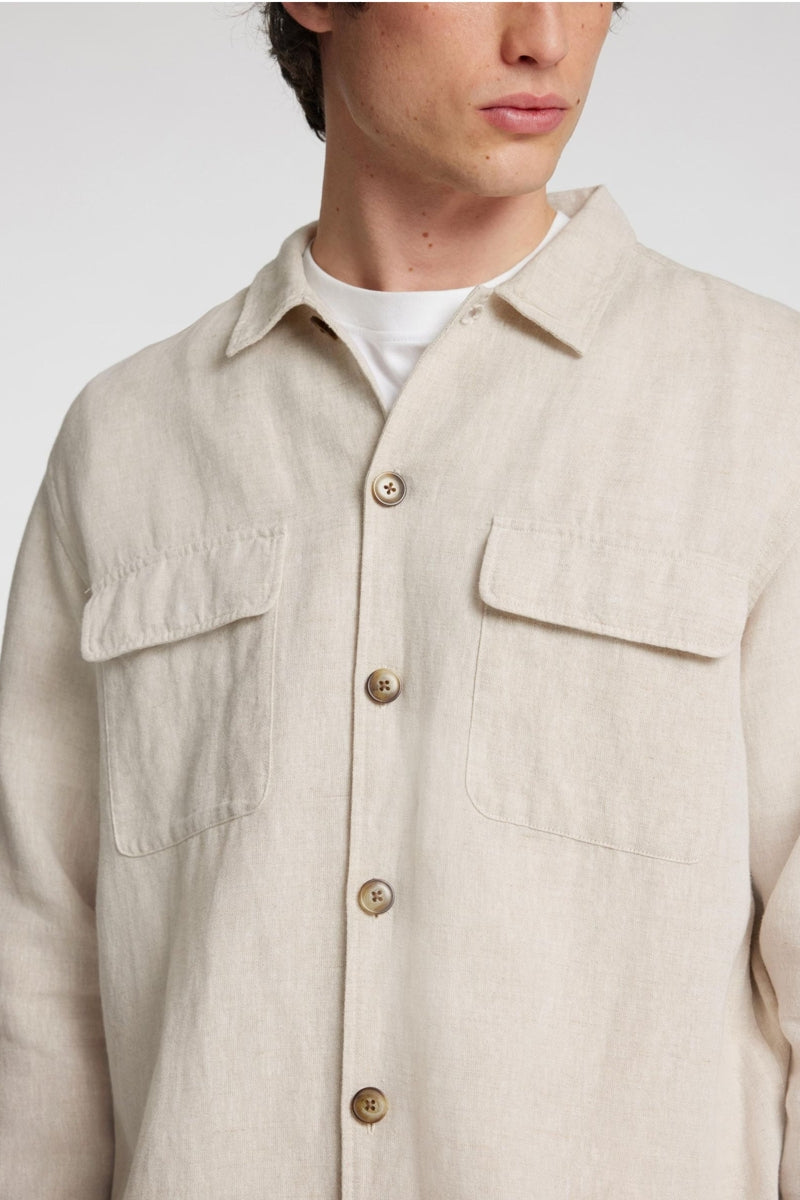 Wholesale,Selected Homme, Selected Homme Beige Cotton/Linen Blend Overshirt, Tan, Medium-46-TagM