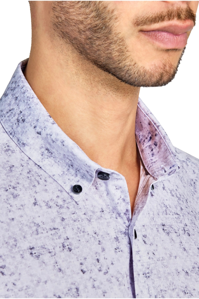 Faire,Brooklyn Brigade, Brooklyn Brigade Grey Blurred Geo 4-way Stretch Recycled Shirt, Grey, Large-46-TagL