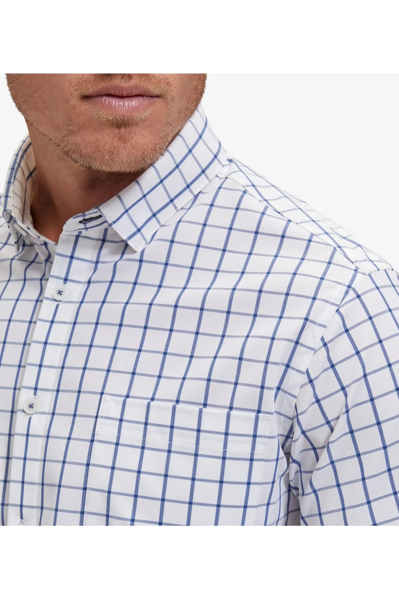 Wholesale,Mizzen + Main, Mizzen + Main White/Navy Windowpane No Tuck Trim Dress Shirt, White, Extra Large-48-TagXL