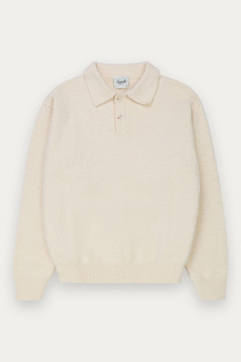 Wholesale,Kuwalla Tee, Kuwalla Tee Cream Bouclé Knit Rib Polo, Cream, Extra Large-50-TagXLExtra Extra Large-52-TagXXLLarge-48-TagLMedium-46-TagMSmall-44-TagS