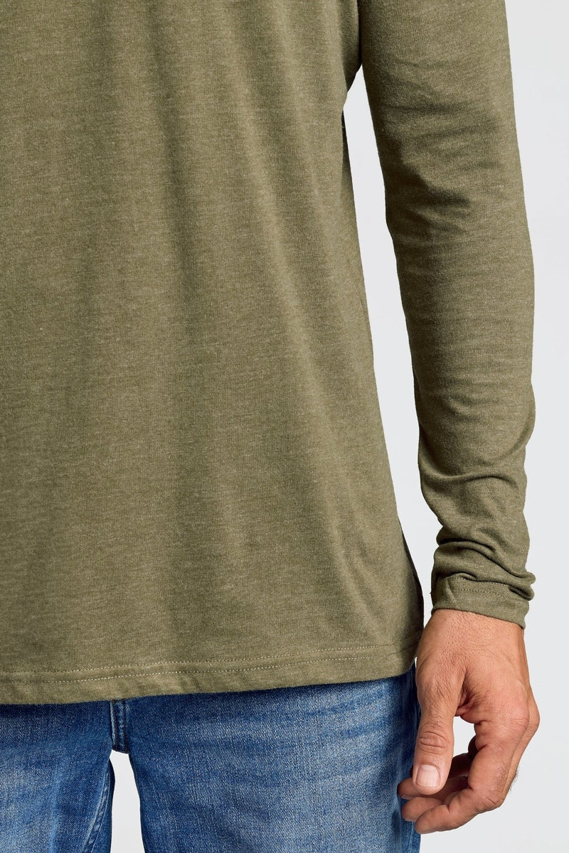 Faire,True Classic, True Classic Heather Military Green Long Sleeve T-Shirt, Green, Large-43-TagL