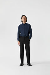 FYNE Navy Four-way Stretch Stand Collar Long Sleeve Shirt