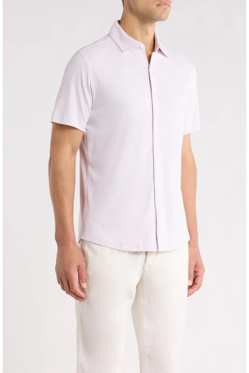 Direct From Brand,Robert Barakett, Robert Barakett Lavender Textured Knit Shirt, Purple, Large-46-TagL