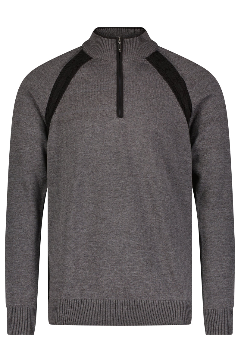 Wholesale,Luchiano Visconti, Luchiano Visconti Charcoal Raglan Mockneck Qtr Zip, Grey, Extra Extra Large-48-TagXXL