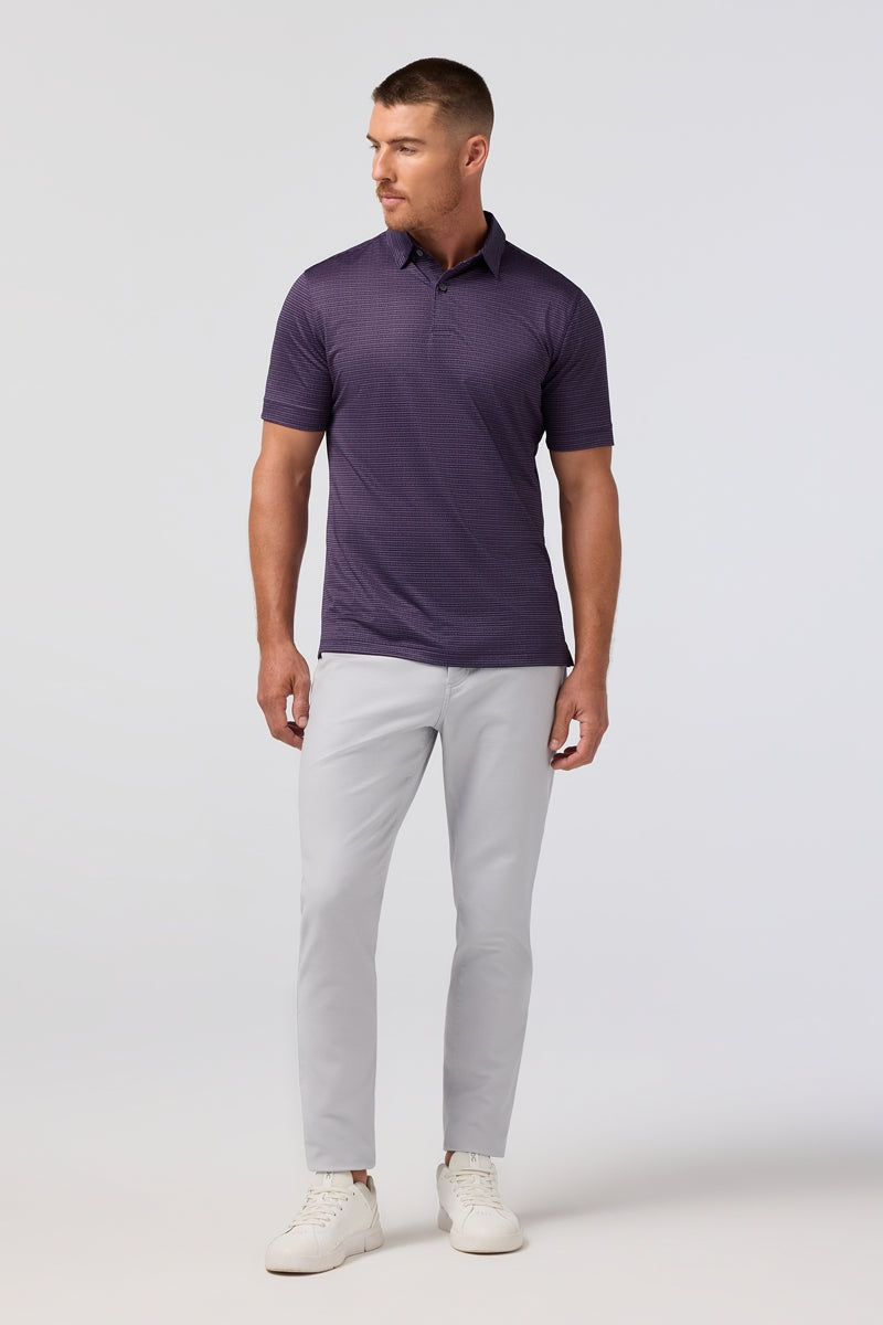 Wholesale,Mizzen + Main, Mizzen + Main Purple Dot Stripe Knit Trim Fit Polo, Purple, Small-40-TagSLarge-45-TagLExtra Large-48-TagXLMedium-42-TagM