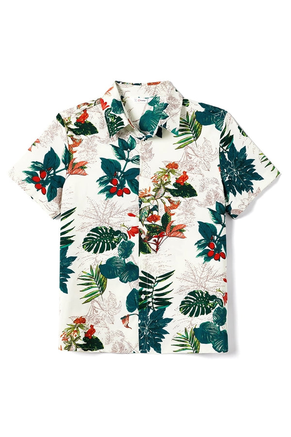 PatPat Green Tropical Print Short Sleeve Shirt