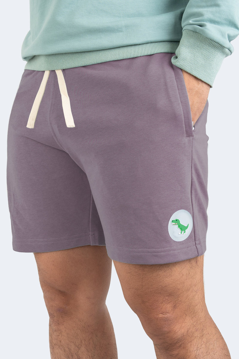 Eubi Mauve Dinosaur Glow Patch 7" Signature Lounge Shorts