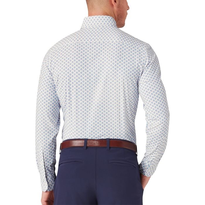 Wholesale,Mizzen + Main, Mizzen + Main White Fern Geo Print Trim Fit Long Sleeve Dress Shirt, White, Medium-43-TagM