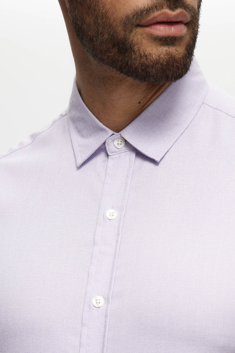 Julian & Mark Lilac Linen Like Short Sleeve Shirt