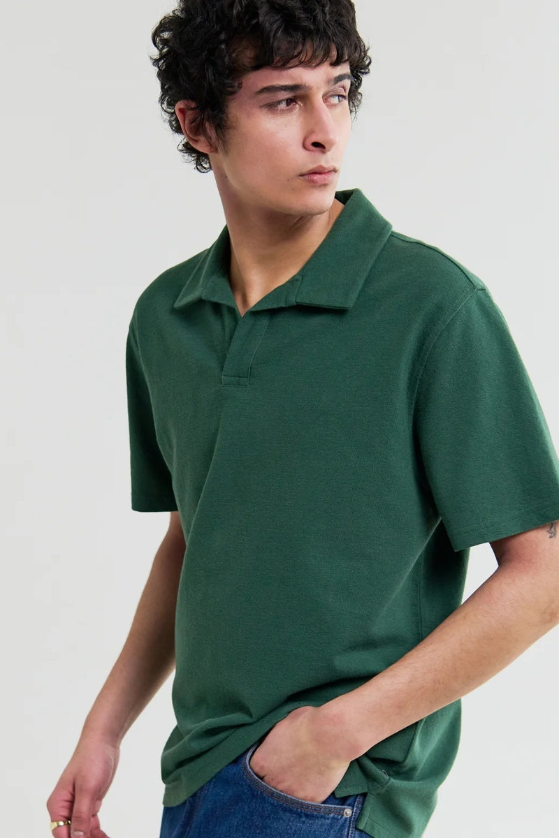 Wholesale,Wax London, Wax London Dark Green Textured Organic Cotton Polo, Green, Medium-43-TagMLarge-45-TagLExtra Large-47-TagXL