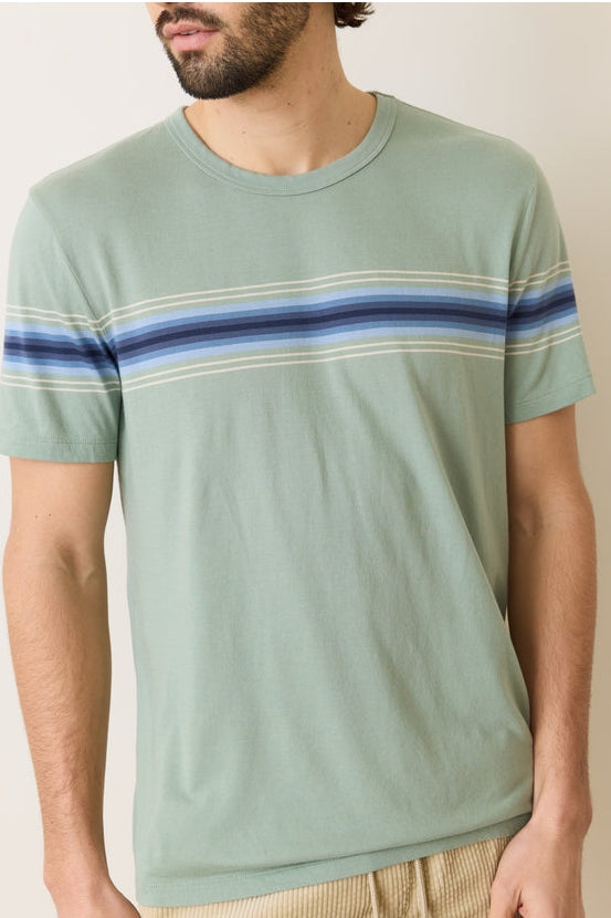 Wholesale,Marine Layer, Marine Layer Iceberg Green Stripe Crewneck Tee, Green, Extra Extra Large-51-TagXXL