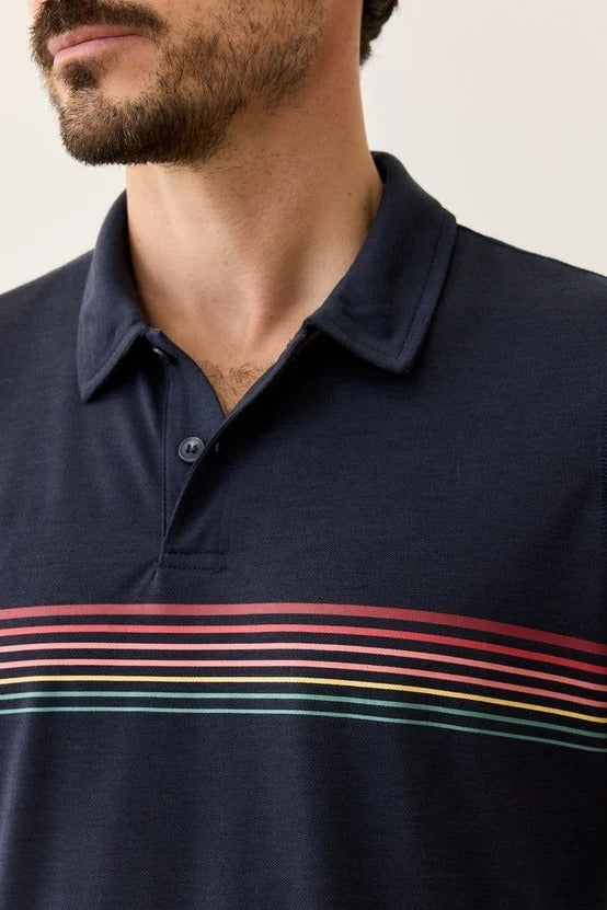 Marine Layer Navy Multi Stripe Air Polo