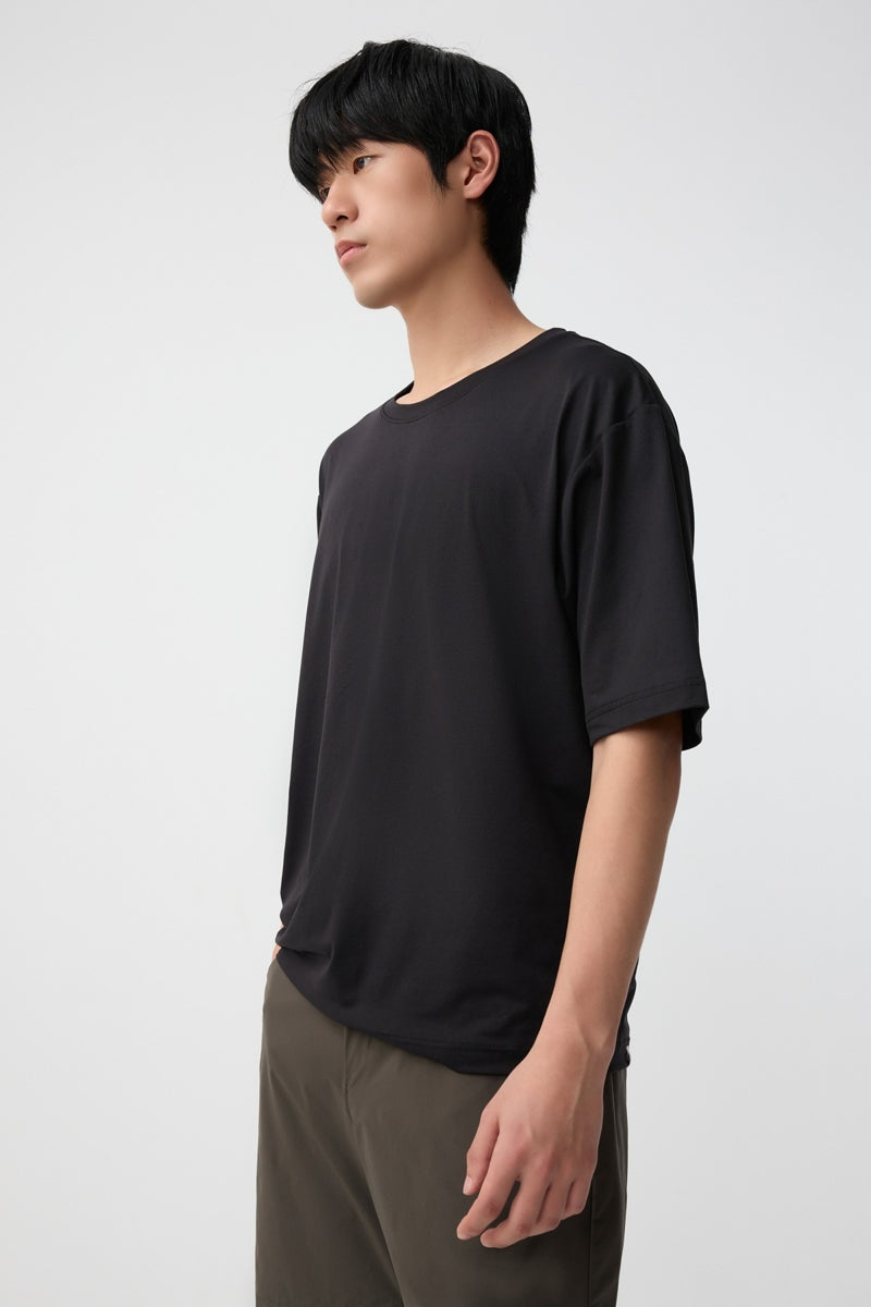 Direct From Brand,FYNE, FYNE Black Moisture Absorption T-Shirt, Black, Large-45-TagL