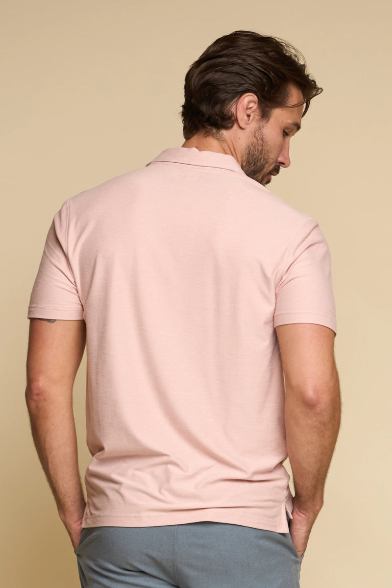 Wholesale,Fundamental Coast, Fundamental Coast Heathered Rose Mini Stripe Reverse-jersey Polo, Pink, Medium-42-TagMLarge-45-TagLExtra Large-48-TagXL