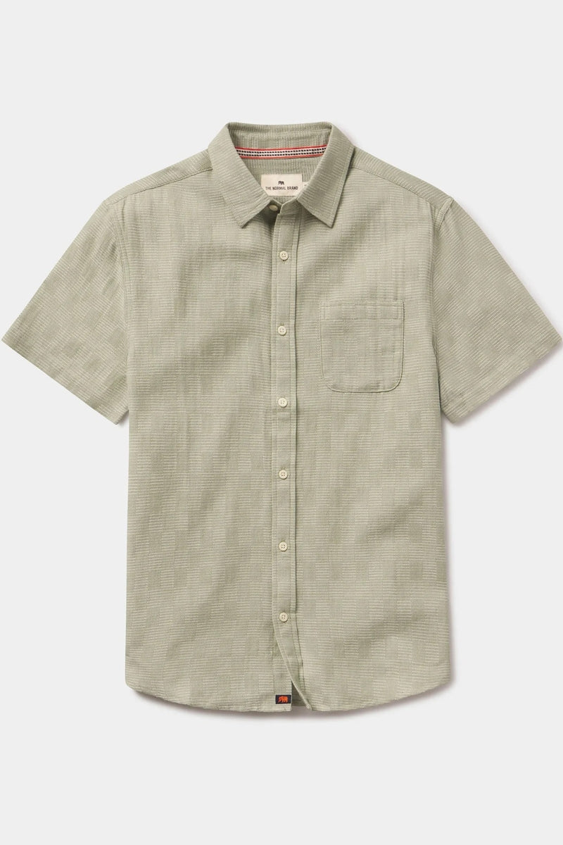 Wholesale,The Normal Brand, The Normal Brand Juniper Check Textured Shirt, Green, Small-41-TagS