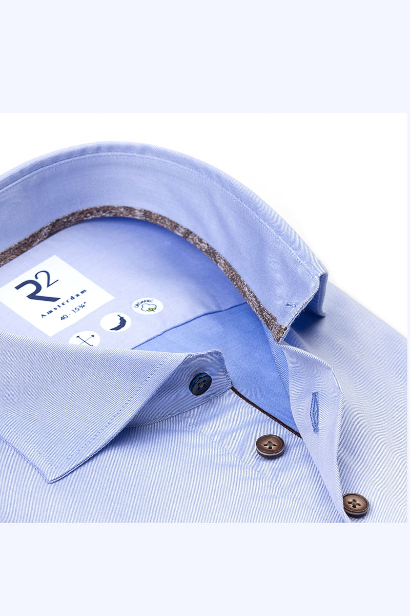 Direct From Brand,R2 Amsterdam, R2 Amsterdam Light Blue Dress Shirt, Blue, Small-41-Tag38