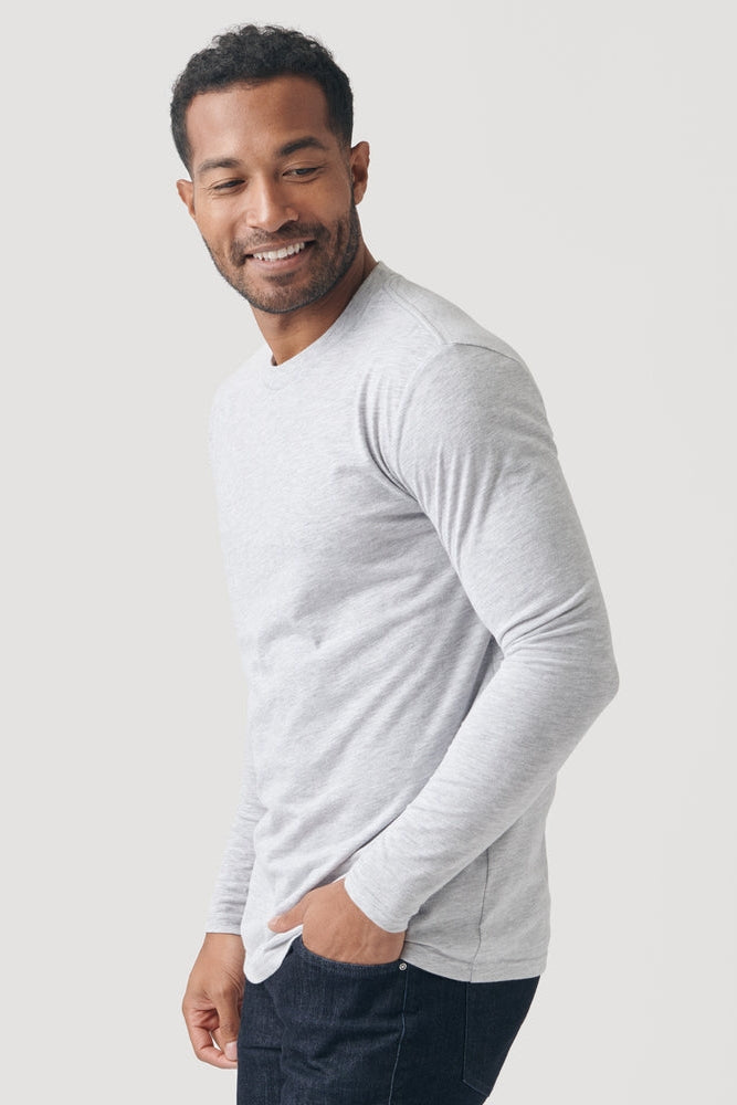Faire,True Classic, True Classic Light Heather Grey Long Sleeve T-Shirt, Grey, Medium-40-TagM