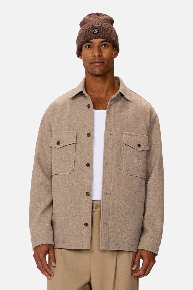 Wholesale,INDUSTRIE AUSTRALIA, INDUSTRIE AUSTRALIA Taupe Brushed Shacket, Tan, Medium-46-TagMLarge-48-TagLExtra Large-50-TagXLSmall-44-TagS