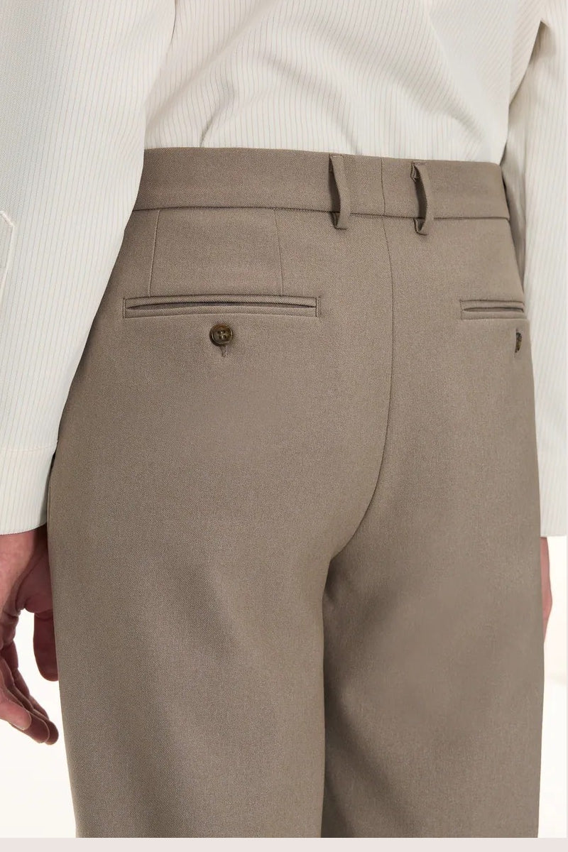 Direct From Brand,FYNE, FYNE Tan Wool-like Four-Way Stretch Suit Pants, Tan, 36W-29L-TagL