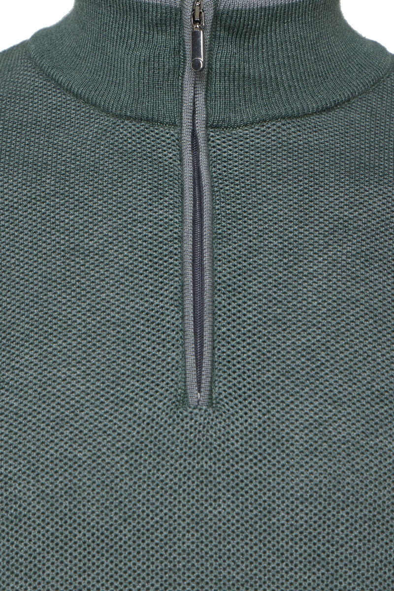 Wholesale,American Heritage, American Heritage Melange Green Two-Tone Waffle Mockneck Qtr Zip, Green, Small-42-TagS