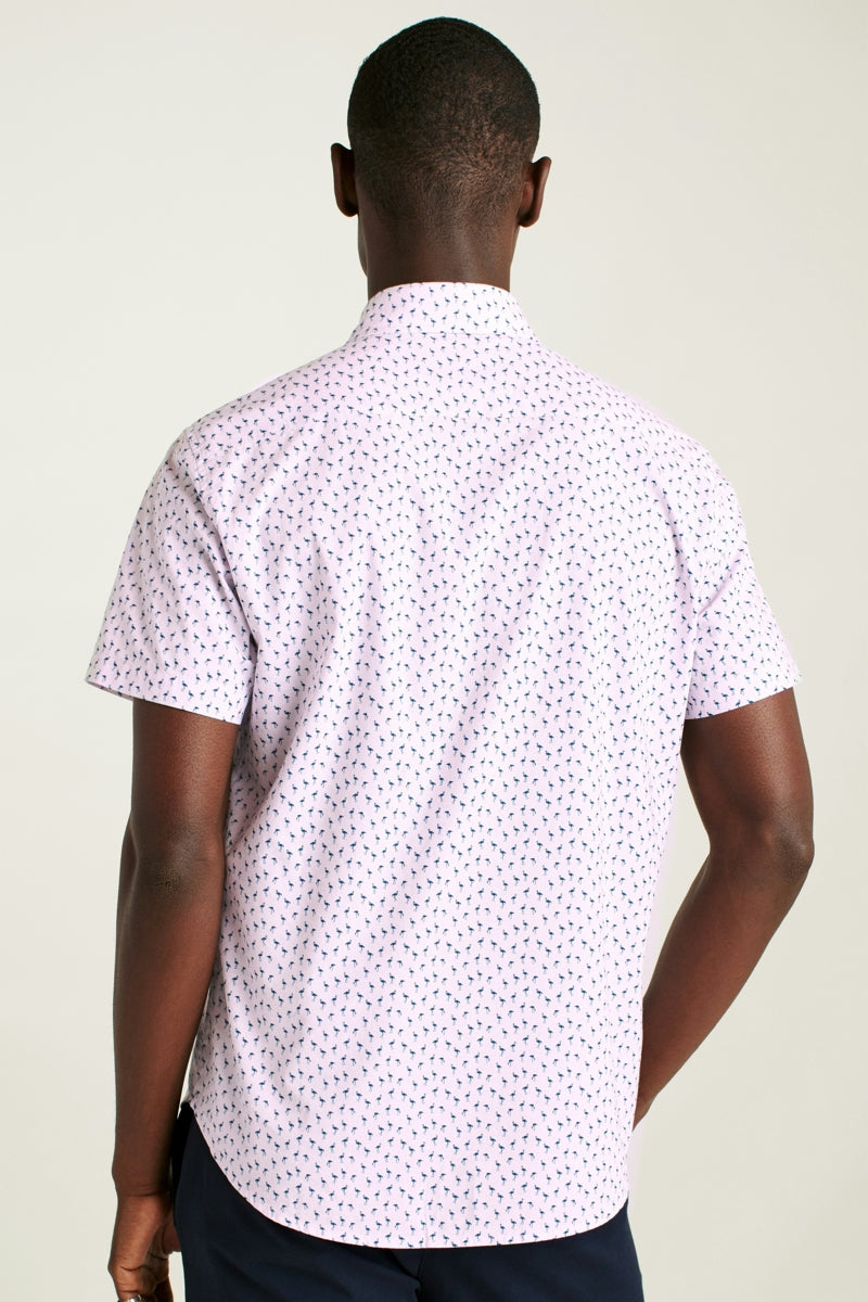 Wholesale,Bonobos, Bonobos Purple Micro Flamingo Print Stretch Shirt, Purple, Small-40-TagSMedium-43-TagMLarge-46-TagLExtra Large-49-TagXLExtra Extra Large-52-TagXXL