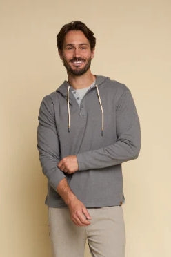 Wholesale,Fundamental Coast, Fundamental Coast Grey Soft Henley Hoodie, Grey, Small-40-TagSMedium-44-TagMLarge-47-TagLExtra Extra Large-53-TagXXLExtra Large-50-TagXL