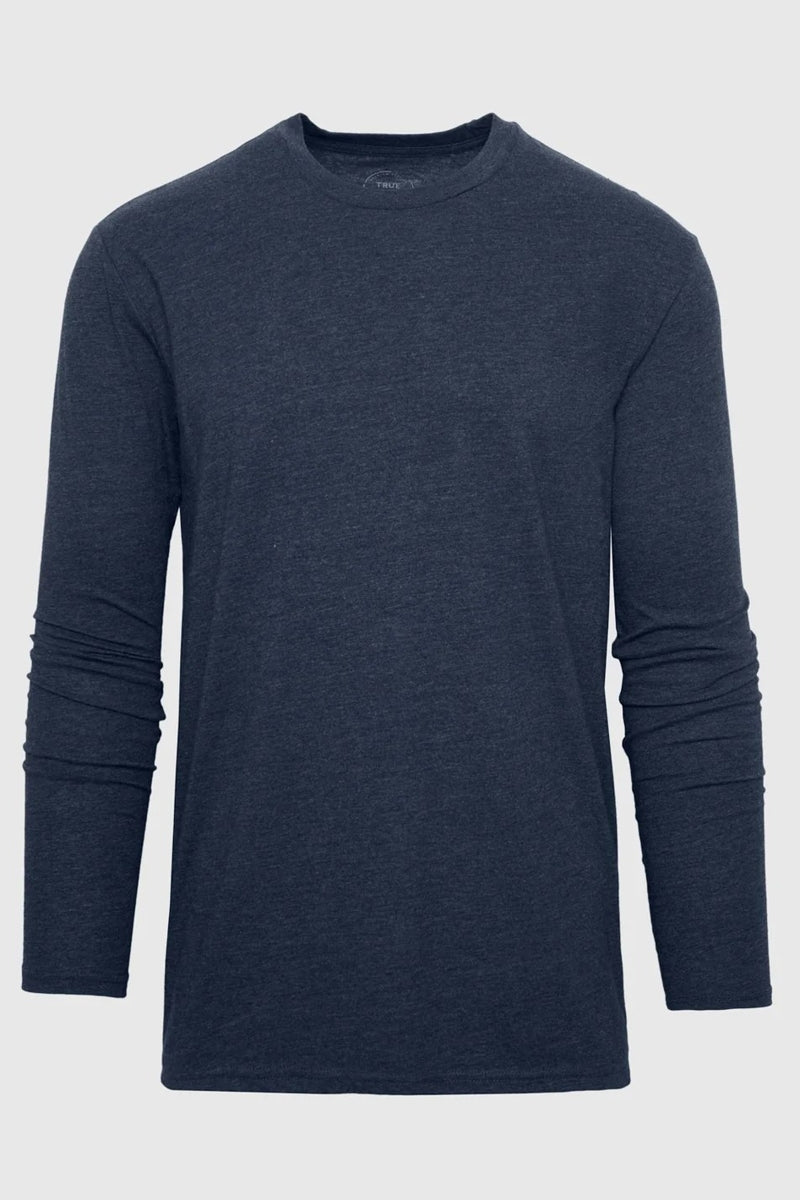 Faire,True Classic, True Classic Heather Navy Long Sleeve T-Shirt, Blue, Large-43-TagL