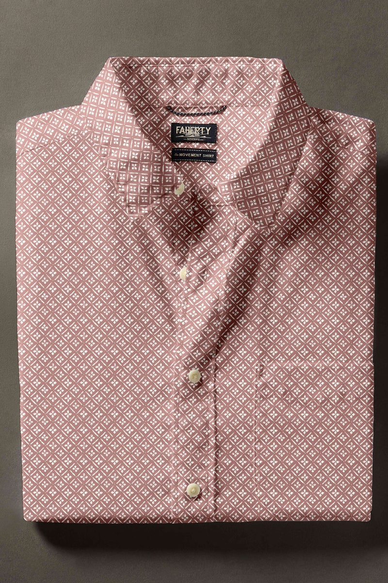 Wholesale,Faherty, Faherty Rose Petal Tile Print Shirt, Pink, Small-40-TagSMedium-43-TagMLarge-46-TagLExtra Large-49-TagXLExtra Extra Large-52-TagXXL