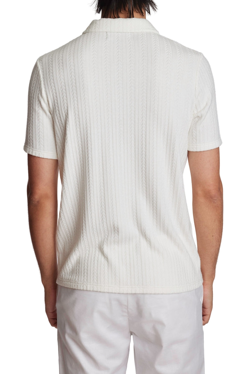 Wholesale,Paisley & Gray, Paisley & Gray Cream Full Placket Pointelle Polo Shirt, Cream, Medium-40-TagM