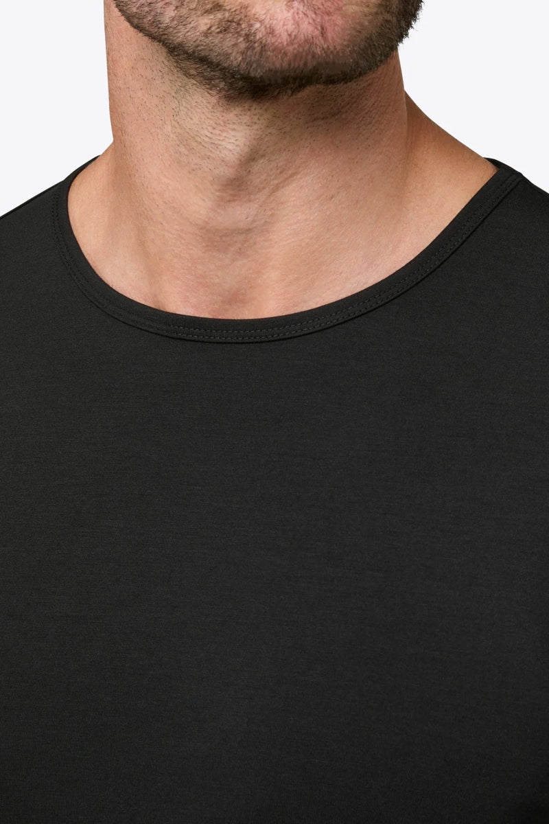 Wholesale,CUTS, CUTS Black Curve-Hem Buttery Soft Tee, Black, Large-43-TagL