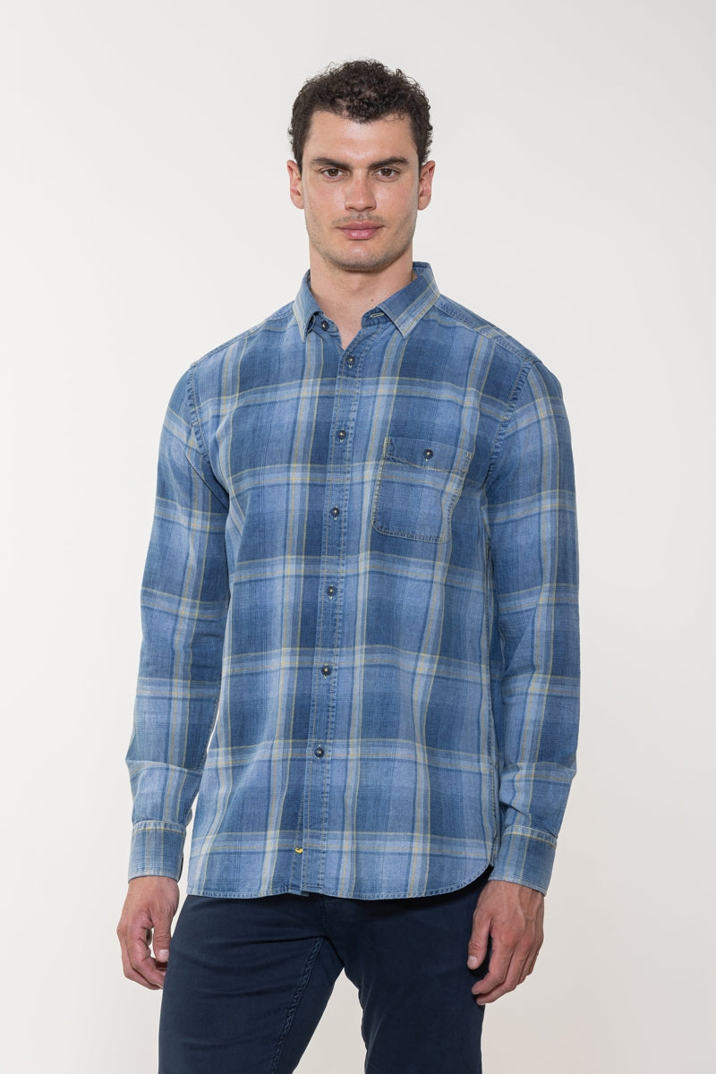 Wholesale,American Heritage, American Heritage Blue Denim All Way Stretch Overshirt, Blue, Large-48-TagL