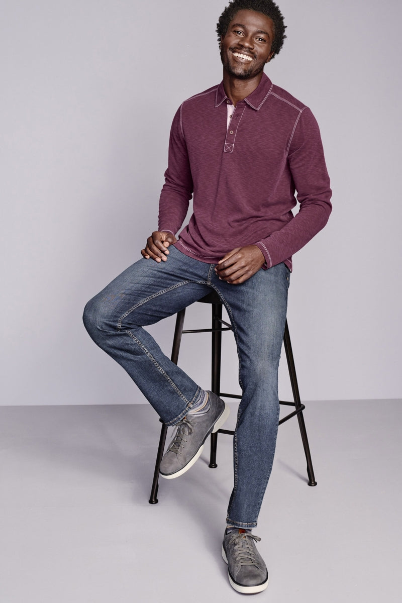 Wholesale,Johnston & Murphy, Johnston & Murphy Burgundy Slub Textured Knit Polo, Red, Small-42-TagSMedium-44-TagMLarge-47-TagLExtra Large-50-TagXLExtra Extra Large-54-TagXXL