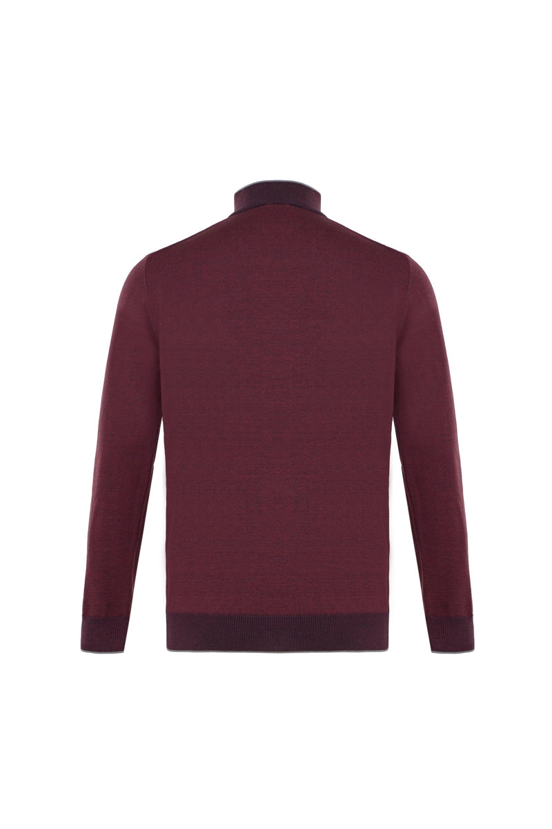 Wholesale,Luchiano Visconti, Luchiano Visconti Burgundy Banded Mockneck Qtr Zip, Purple, Extra Large-46-TagXL