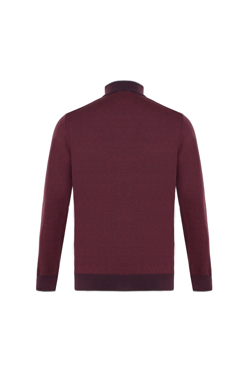 Wholesale,Luchiano Visconti, Luchiano Visconti Burgundy Banded Mockneck Qtr Zip, Purple, Medium-42-TagM