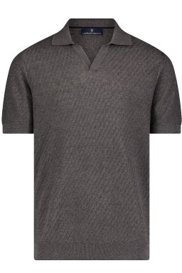 Wholesale,Luchiano Visconti, Luchiano Visconti Grey Diagonal Herringbone Dobby Knit Polo, Grey, Large-44-TagL