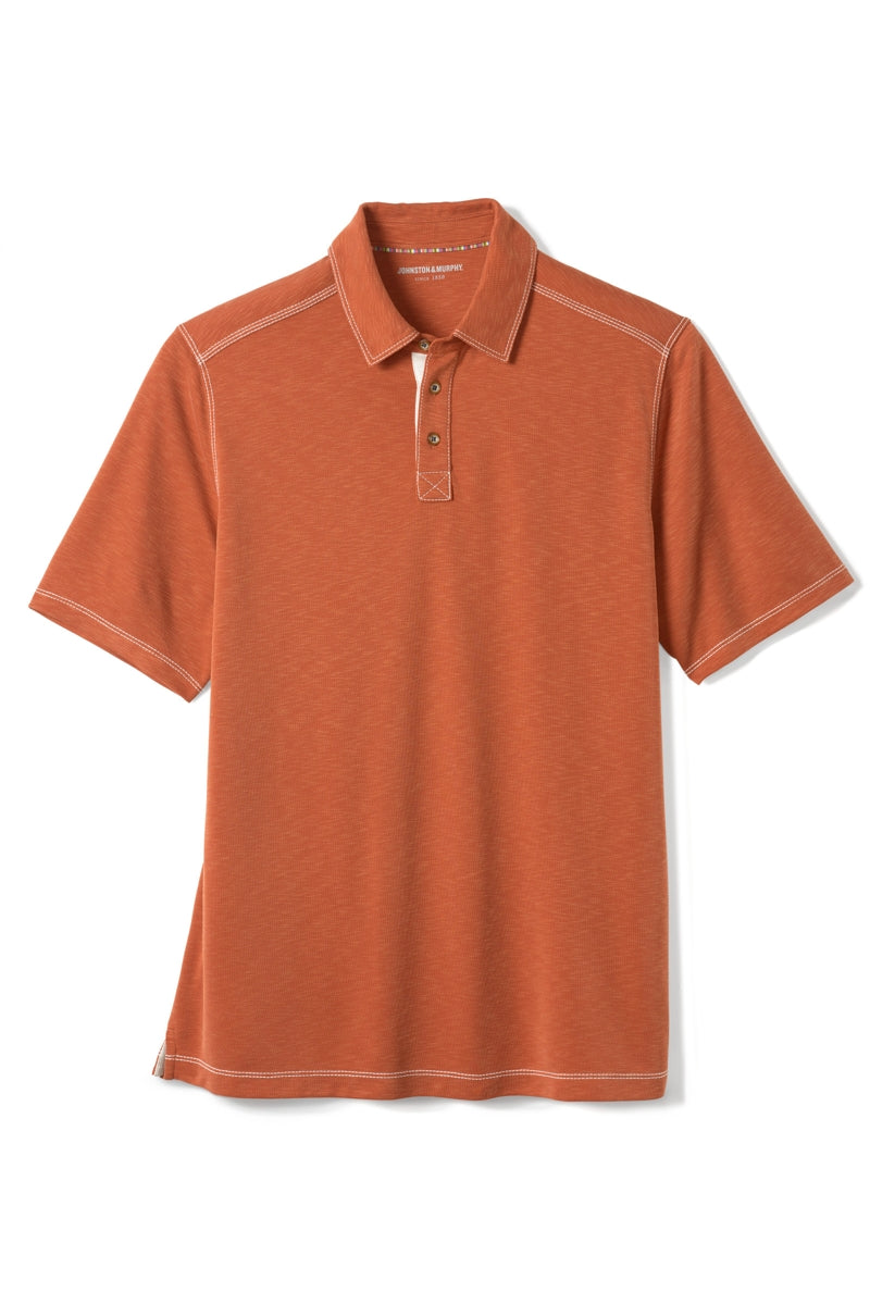Wholesale,Johnston & Murphy, Johnston & Murphy Rust Vintage Slub Polo, Orange, Extra Large-48-TagXL