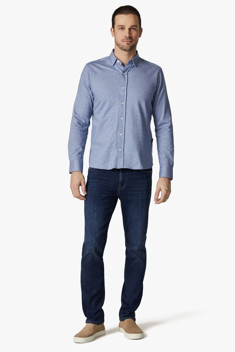 Wholesale,34 Heritage, 34 Heritage Indigo Star Print Jacquard Shirt, Blue, Medium-46-TagM