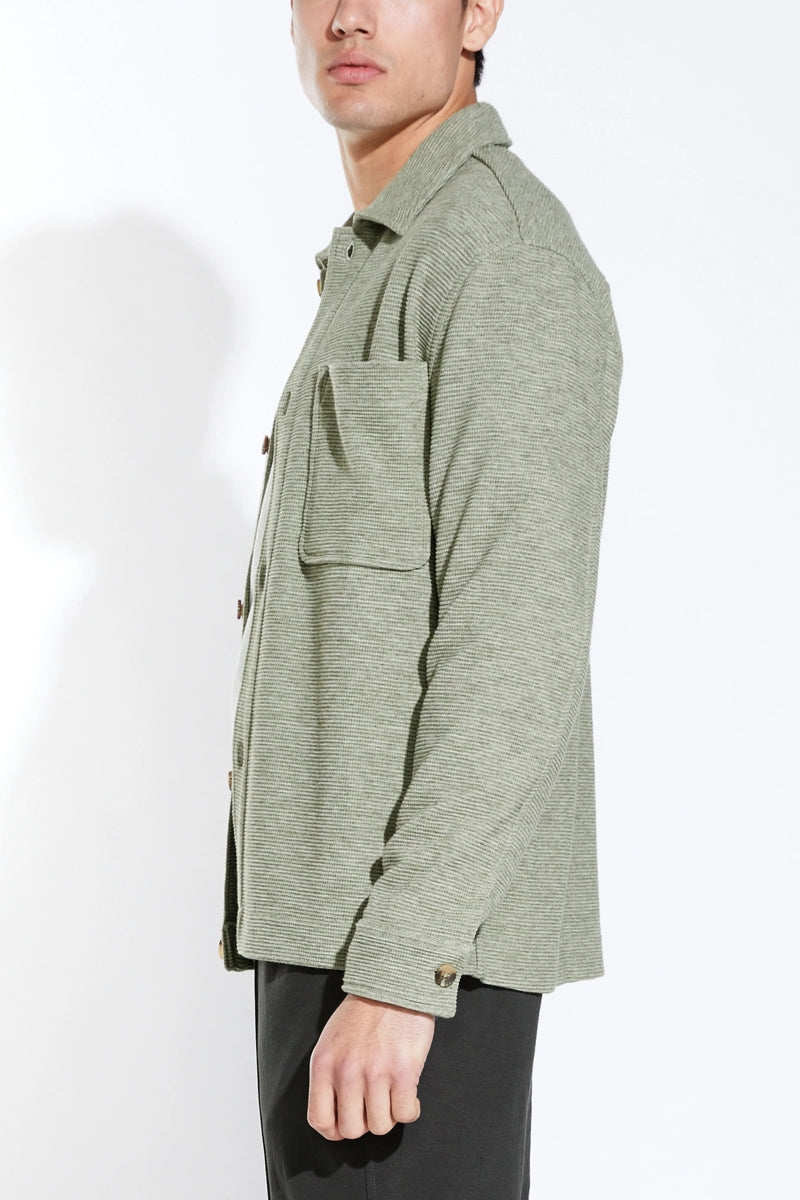 Wholesale,Civil Society, Civil Society Heather Sage Rib Textured Knit Overshirt, Green, Large-46-TagL