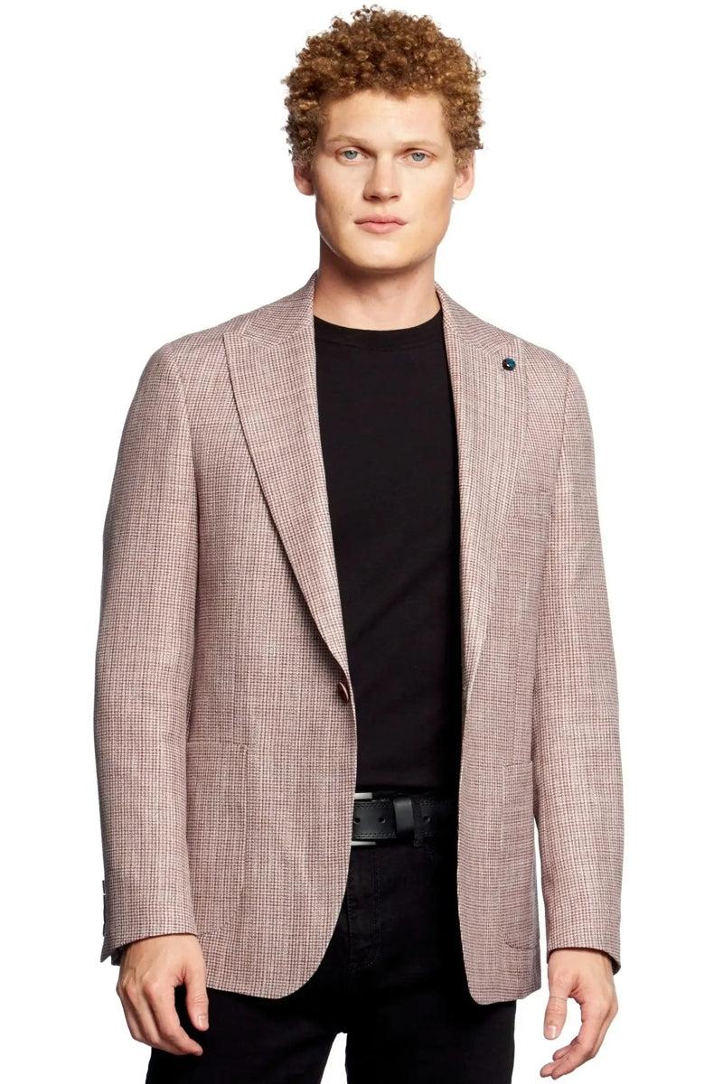 Wholesale,Eight X, Eight X Brown Houndstooth Patterned Blazer, Brown, Large-42-Tag42Large-44-Tag44Extra Large-46-Tag46Extra Extra Large-48-Tag48Extra Extra Large-50-Tag50
