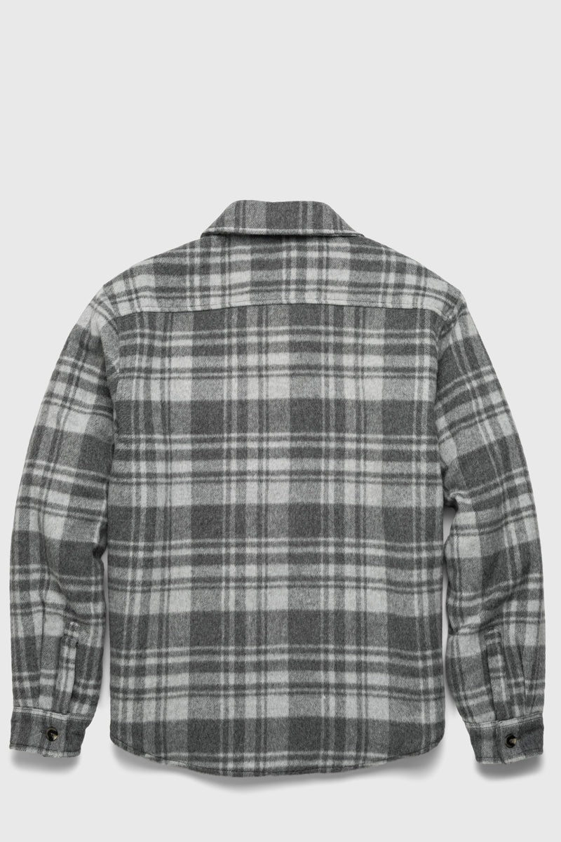 Wholesale,Surfside Supply, Surfside Supply Grey Combo Plaid Sherpa Lined Shacket, Grey, Medium-46-TagMLarge-48-TagLExtra Large-50-TagXL