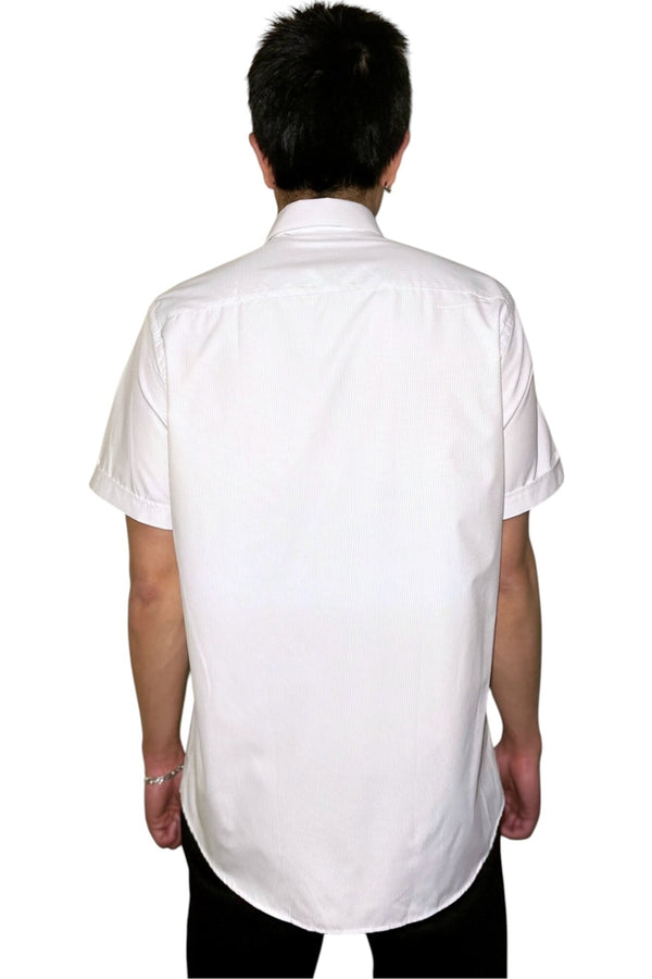 Jakamen White/Black Striped Textured Classic Fit Shirt