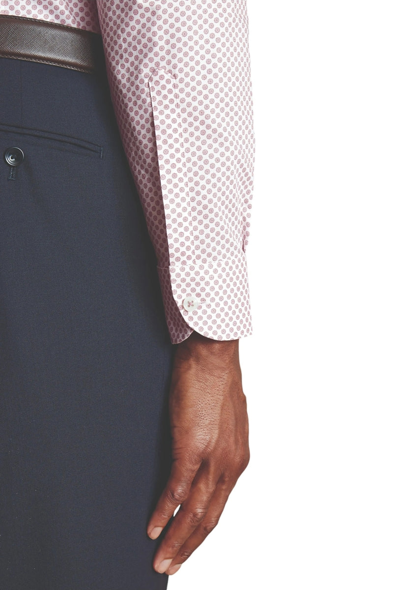 Wholesale,Charles Tyrwhitt, Charles Tyrwhitt Claret Pink Stretch Medallion Print Shirt, Pink, Small-40-TagSExtra Large-50-TagXLExtra Extra Large-52-TagXXL